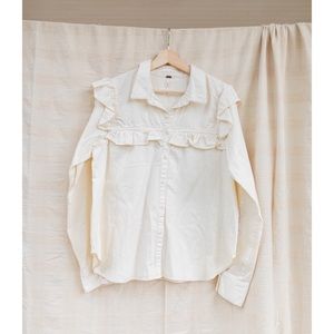 Free People ruffle button down shirt